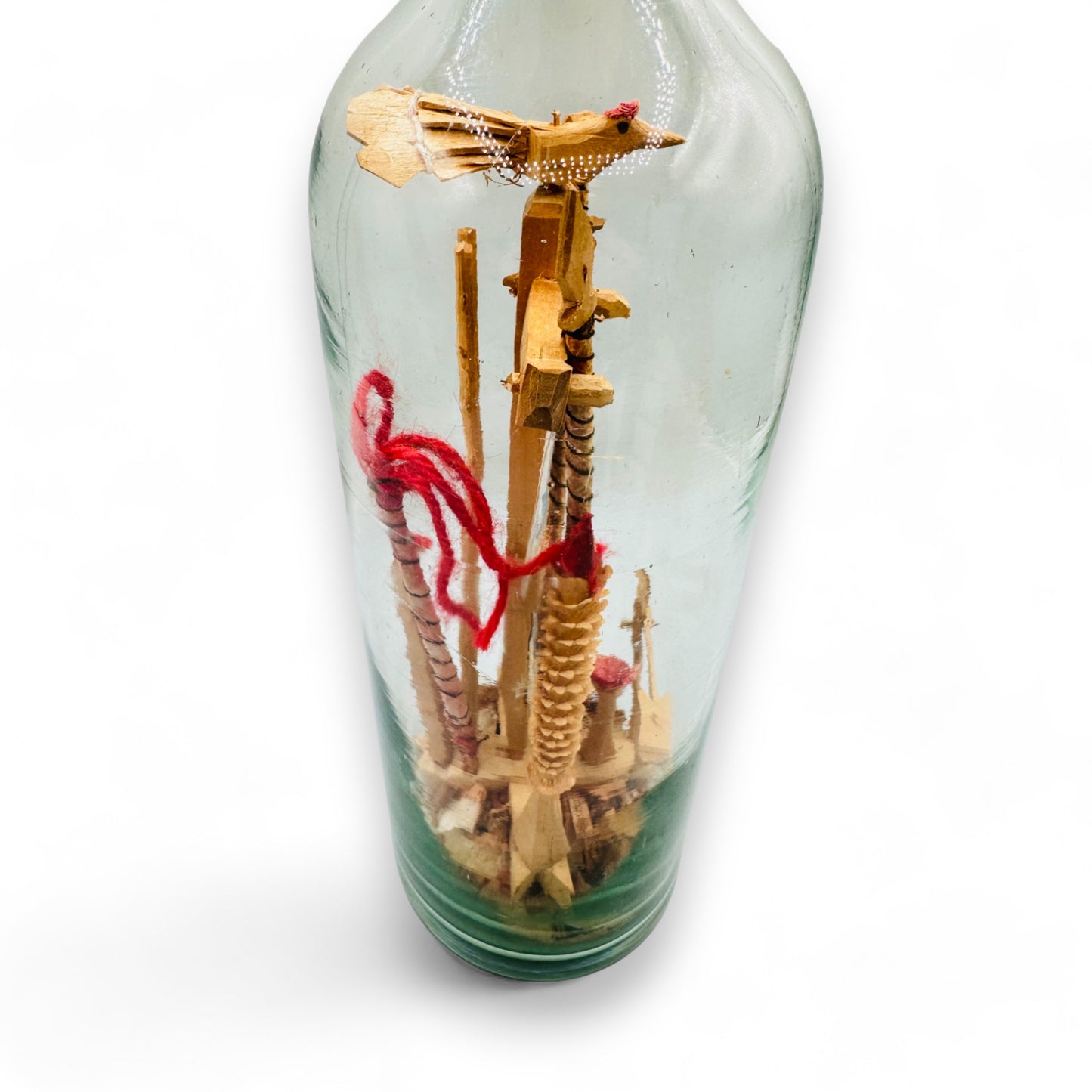 Vintage Carved Christ Crucifixion in a Bottle : Folk Art Masterpiece: