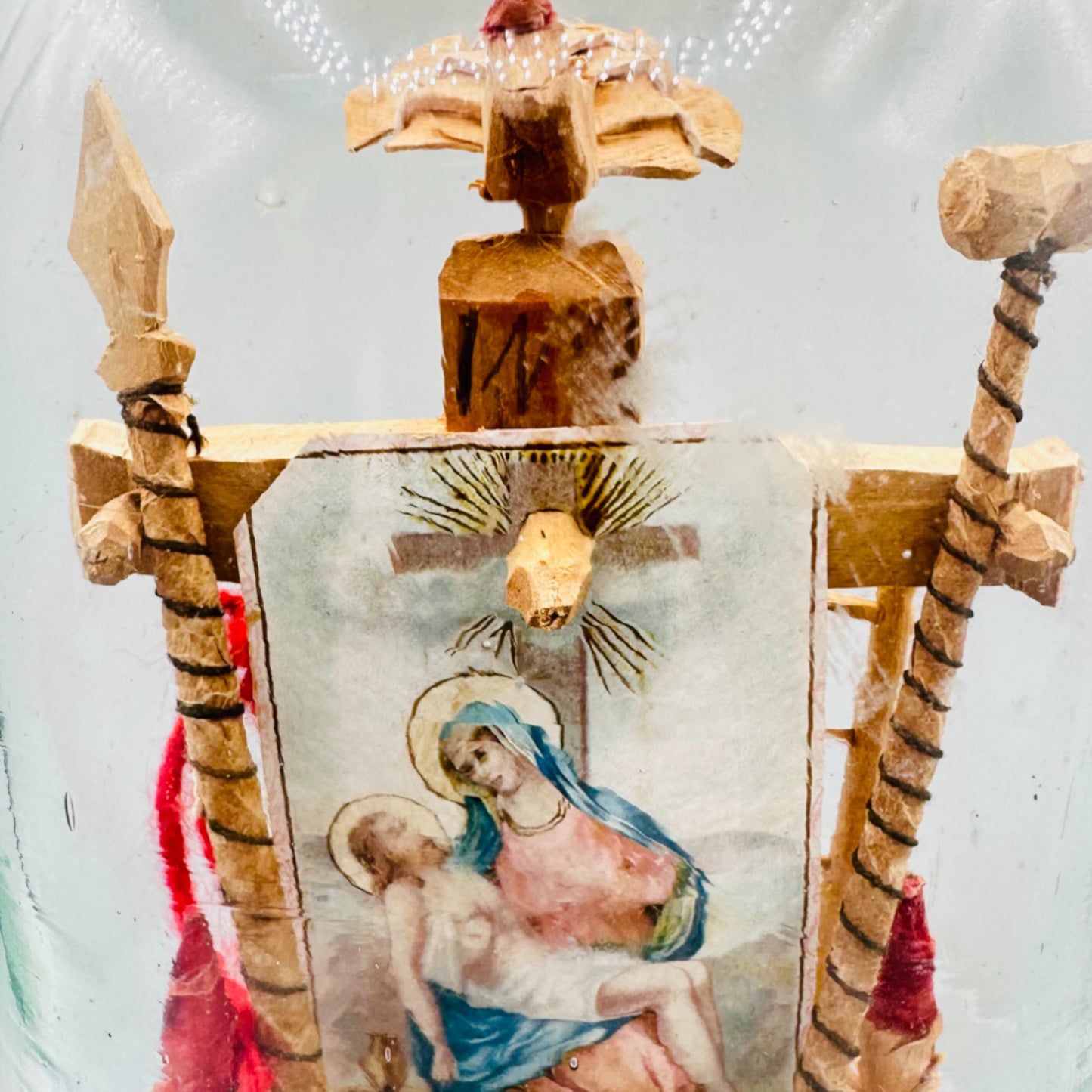 Vintage Carved Christ Crucifixion in a Bottle : Folk Art Masterpiece: