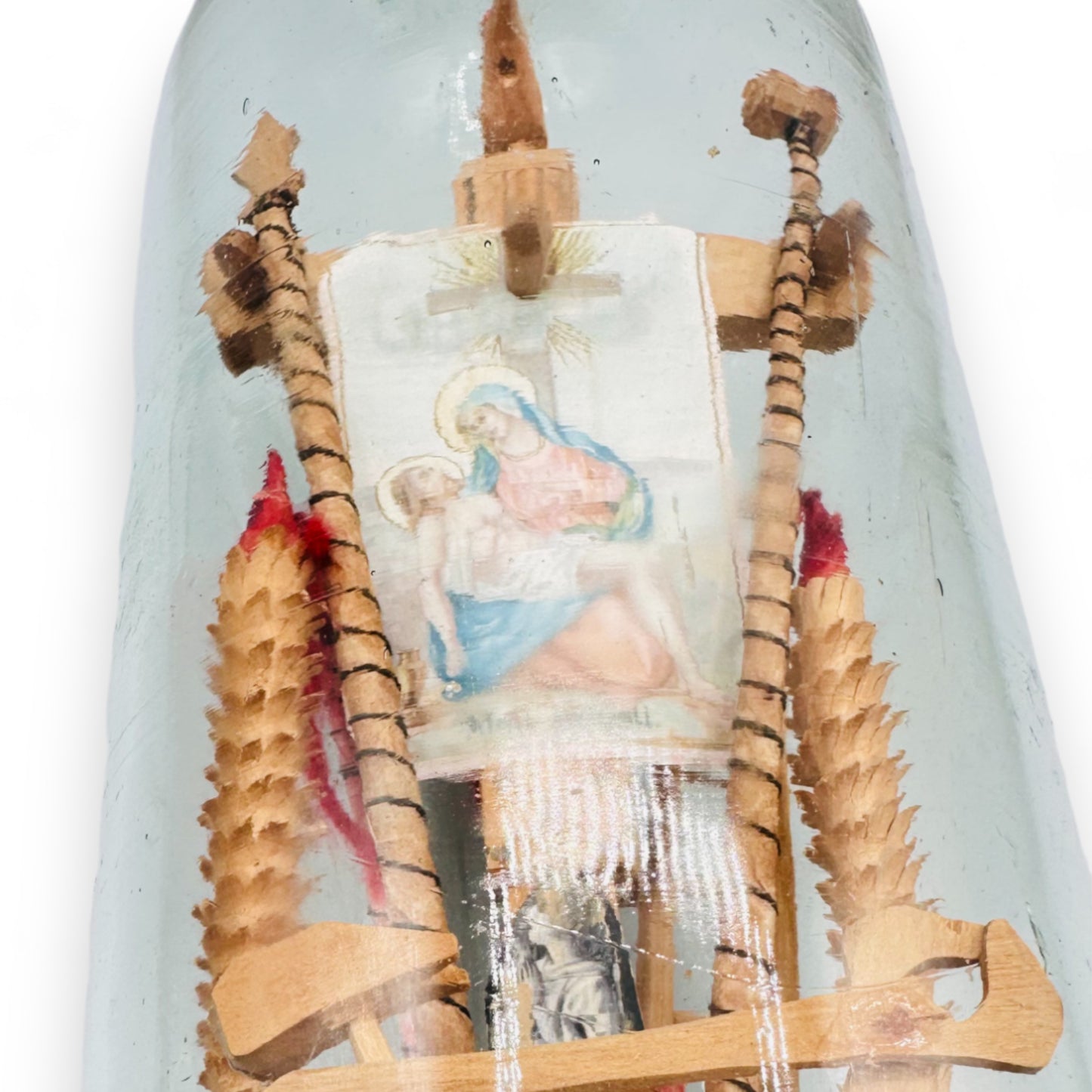 Vintage Carved Christ Crucifixion in a Bottle : Folk Art Masterpiece: