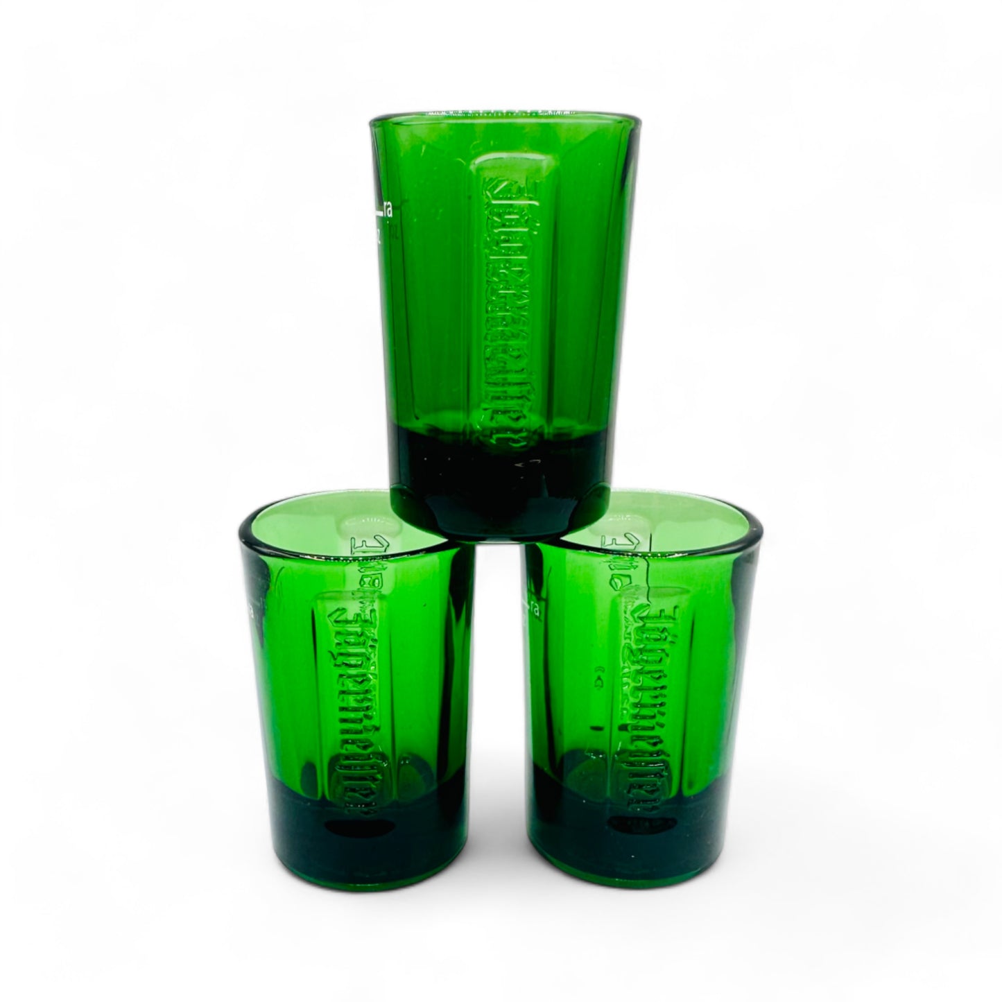 Retro JagerMeister Stag Head Shot Glasses in Green - Set of 3