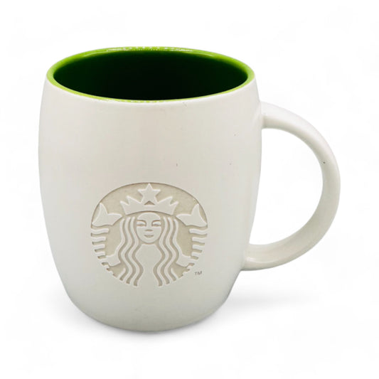 Engraved Siren Logo Starbucks Coffee Mug with Green Interior