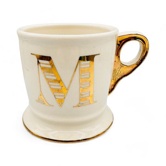 Anthropologie Mug - Monogrammed Gold Letter M Coffee Mug - Shaving Mug