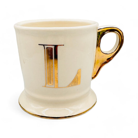 Anthropologie Mug - Monogrammed Gold Letter L Coffee Mug - Shaving Mug