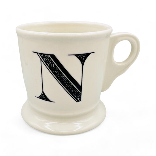 Anthropologie Monogram n Shaving Mug in White Mug with Black Text