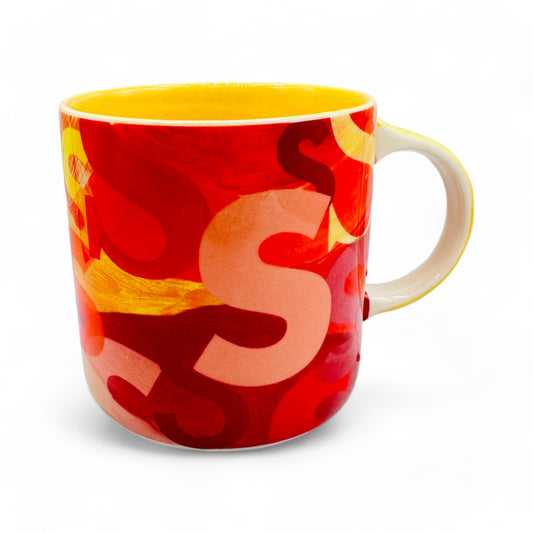 Vibrant 'S' Monogram Yellow and Red Anthropologie Coffee Mug