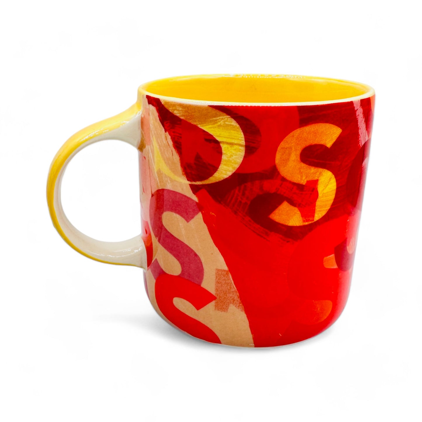 Vibrant 'S' Monogram Yellow and Red Anthropologie Coffee Mug