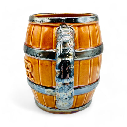 Vintage Rustic Beer Barrel-Inspired Beer Mug with Rounded Design