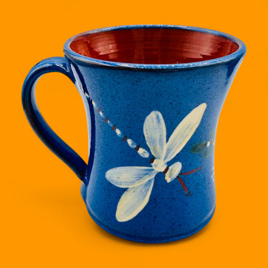 Blue Dragonfly Hand-Painted Pottery Mugs - Whimsical