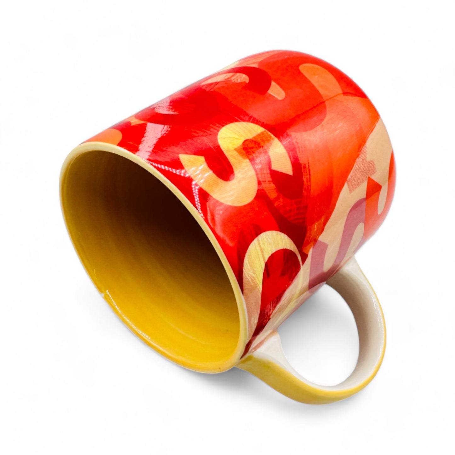 Vibrant 'S' Monogram Yellow and Red Anthropologie Coffee Mug