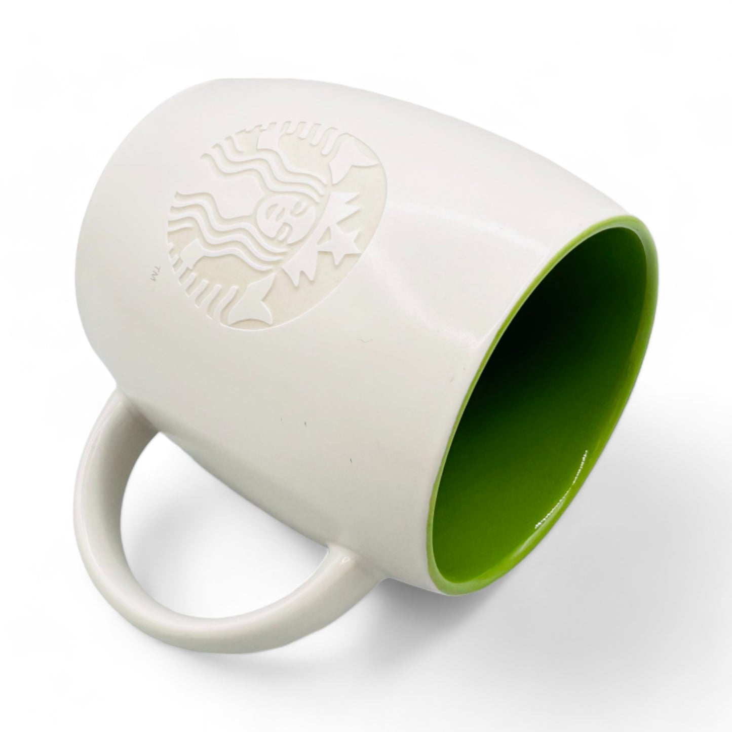 Engraved Siren Logo Starbucks Coffee Mug with Green Interior