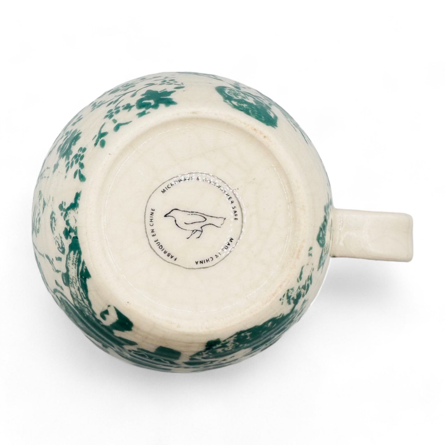 Sophisticated Anthropologie Monogram S Coffee Cup Mug with Green Chinois Design