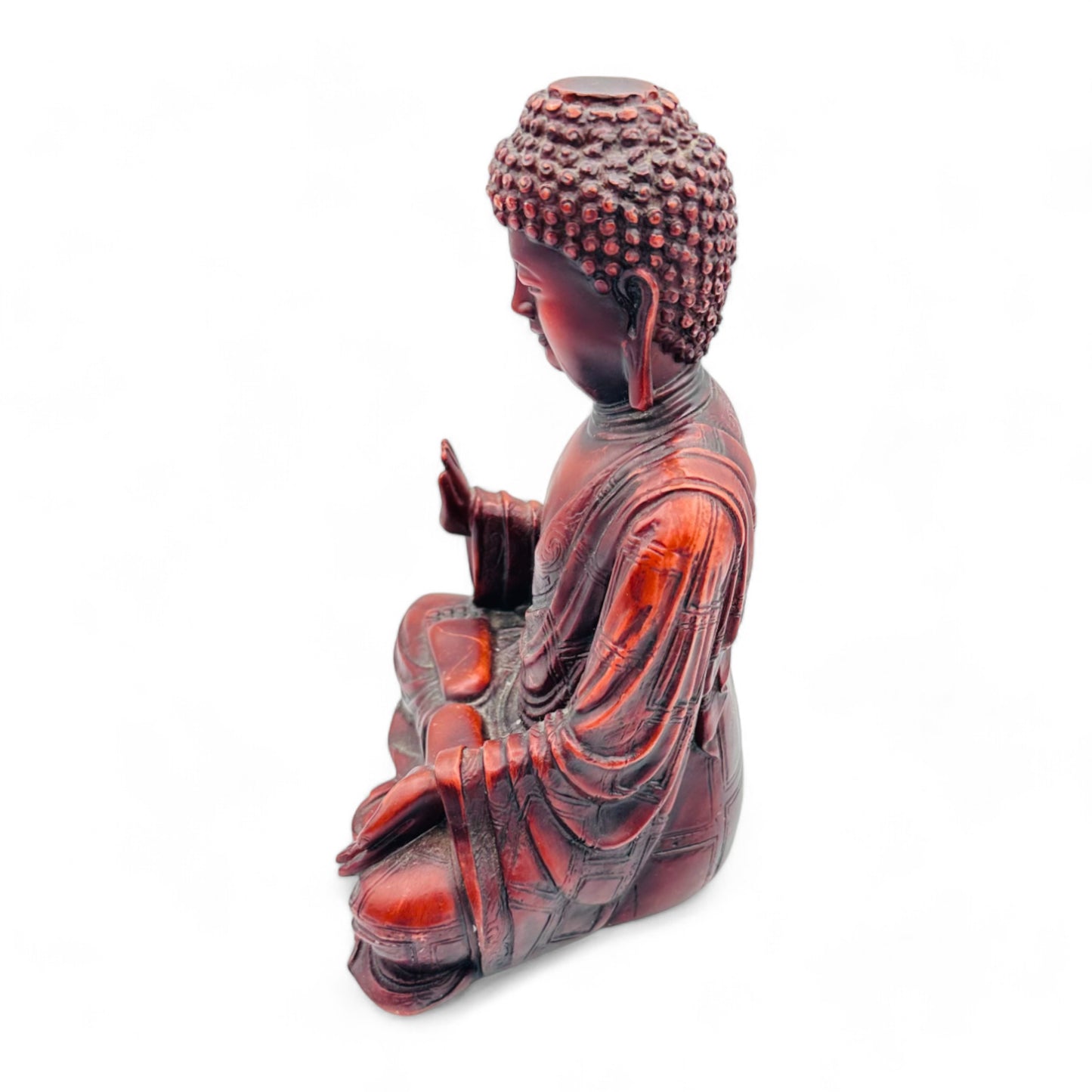 8 inch tall, brown, resin Buddha sculpture