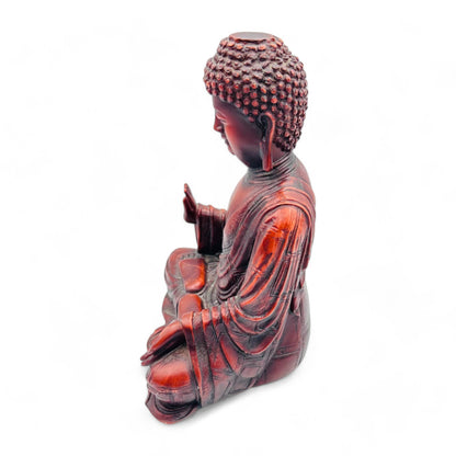 8 inch tall, brown, resin Buddha sculpture