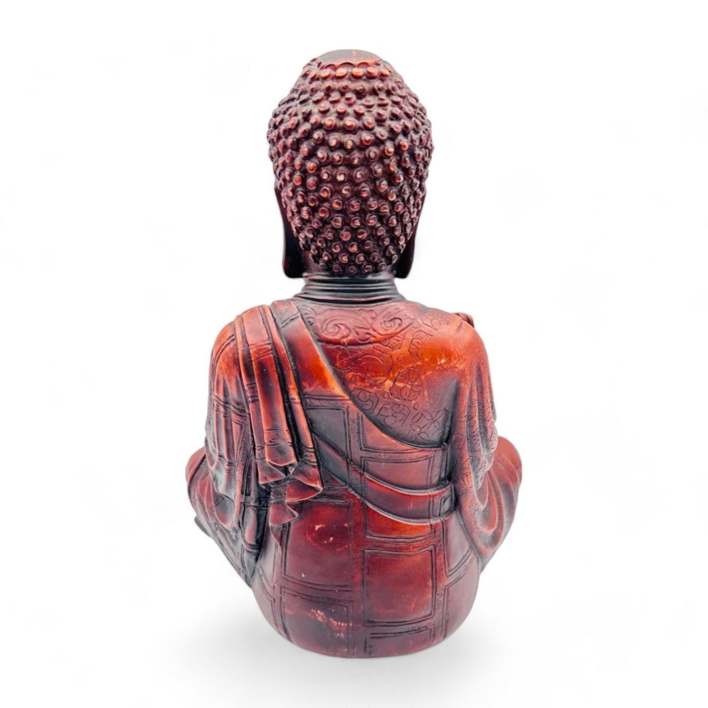 8 inch tall, brown, resin Buddha sculpture