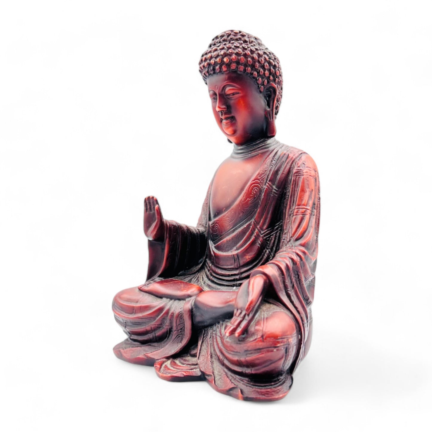 8 inch tall, brown, resin Buddha sculpture