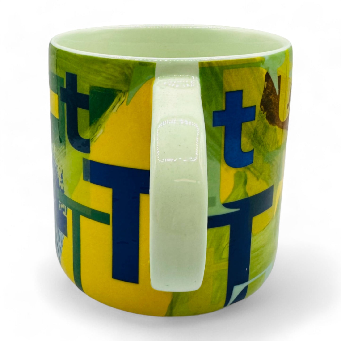 Anthropologie Letter Initial "T" Monogram Mug - Green Blue Yellow