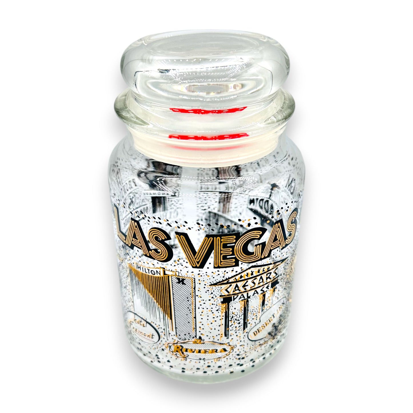 Retro Las Vegas Sealed Glass Storage Jar with Dice Lid