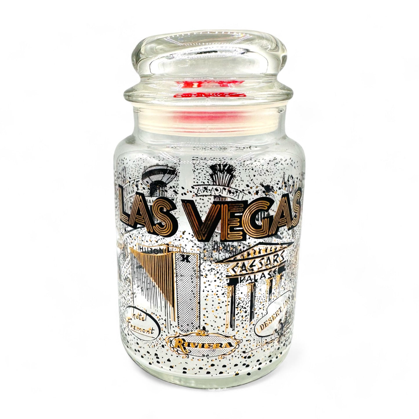 Retro Las Vegas Sealed Glass Storage Jar with Dice Lid