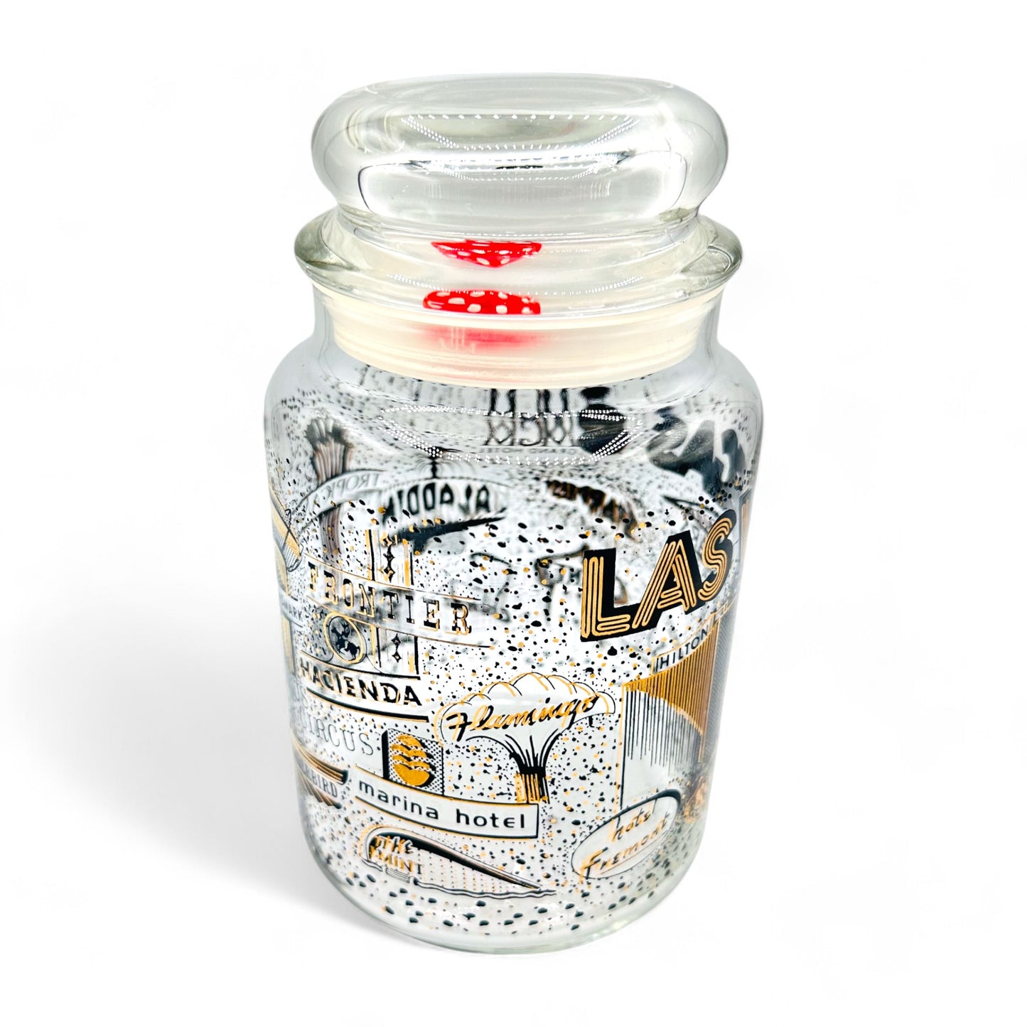 Retro Las Vegas Sealed Glass Storage Jar with Dice Lid