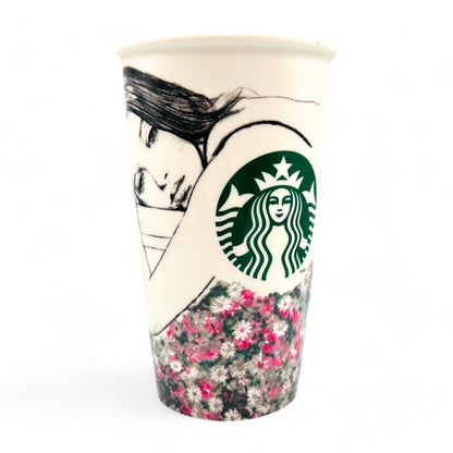 Charlotte Robinson Starbucks Travel Mug with Pencil Sketch Woman