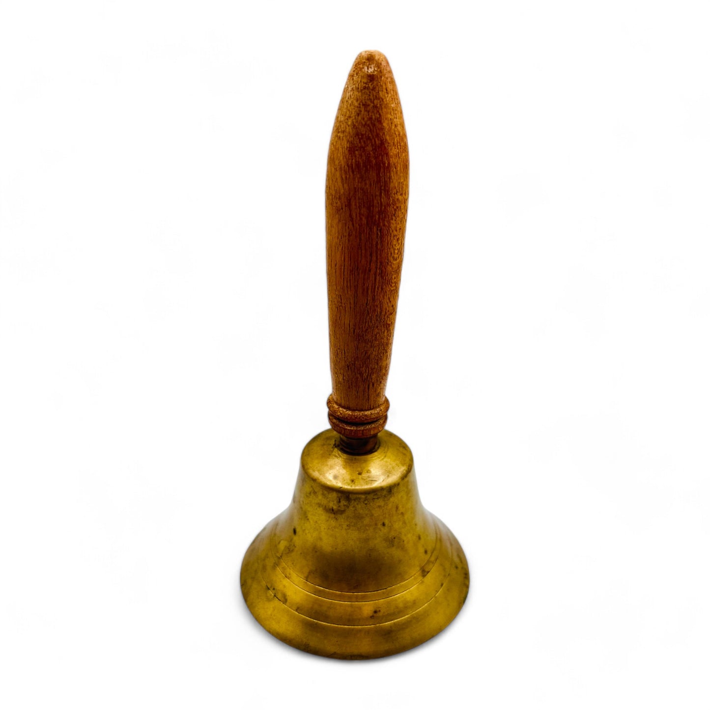 Antique Brass School Bell with Wooden Handle