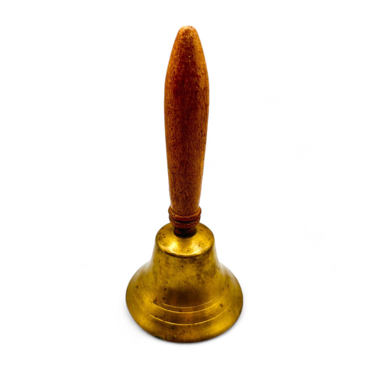 Antique Brass School Bell with Wooden Handle