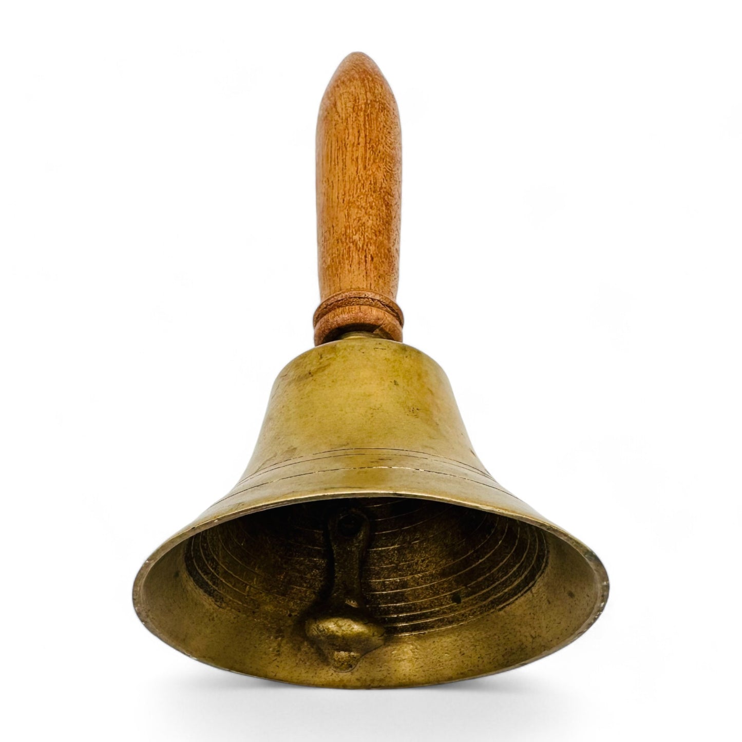 Antique Brass School Bell with Wooden Handle