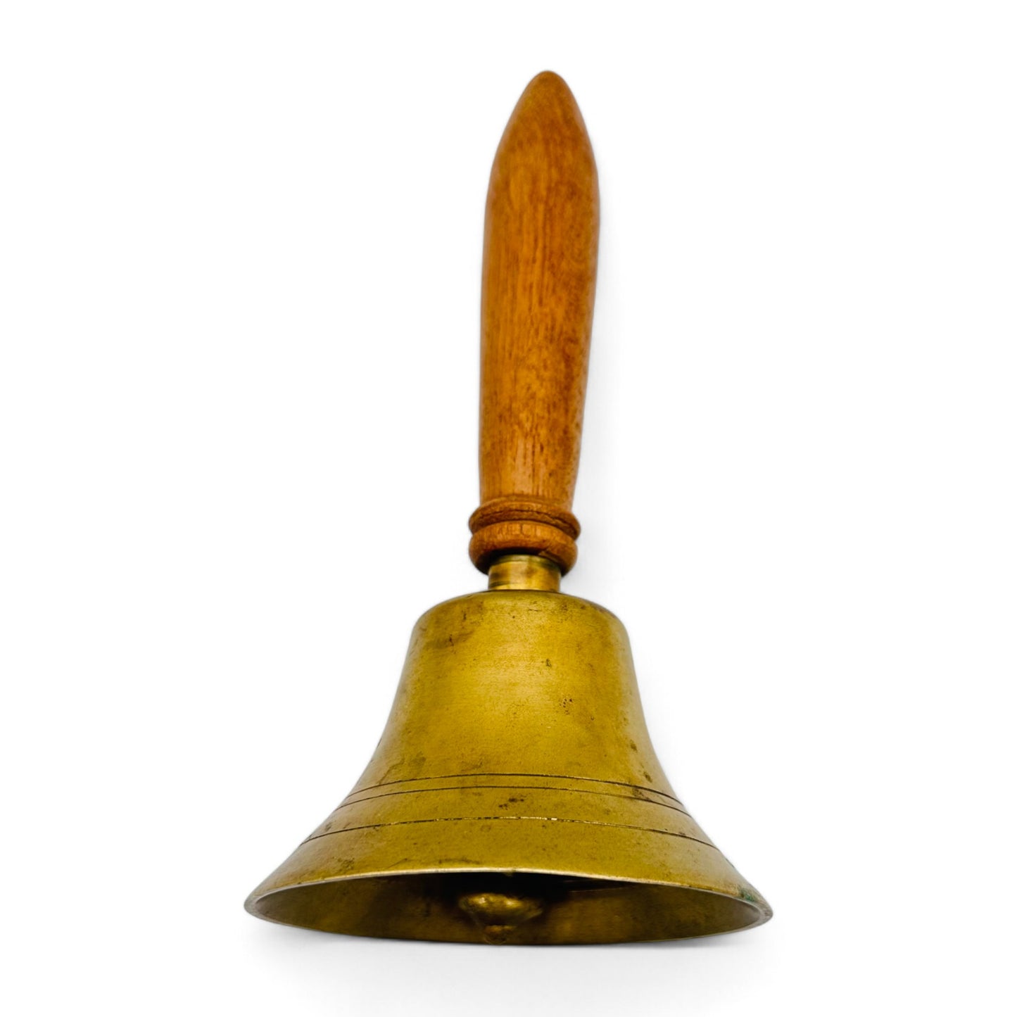 Antique Brass School Bell with Wooden Handle