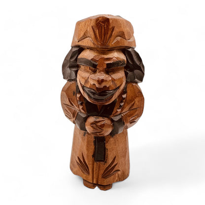 Vintage Handcarved Ainu Folk Art Couple - Traditional Japanese Wooden Dolls