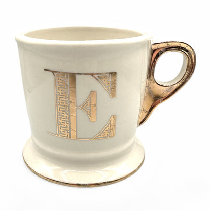 Anthropologie Mug - Monogrammed Gold Letter E Coffee Mug - Shaving Mug