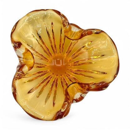 Vintage Handmade Amber Glass Bowl MCM Mid-Century Ashtray