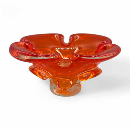Bright vintage handmade fluorescent orange bowl, ashtray, perfect for art lovers and collectors at your store.