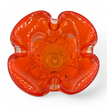Bright and unique vintage handmade fluorescent orange bowl, ashtray, perfect for décor or as a candy dish.