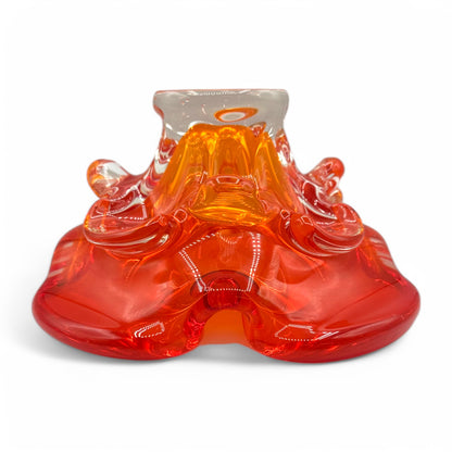 Unique vintage handmade fluorescent orange bowl, ashtray, perfect for mid-century modern decor. Ideal for candies or decor.