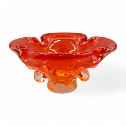 Unique vintage handmade fluorescent orange bowl, ashtray, perfect for modern decor at your shop.
