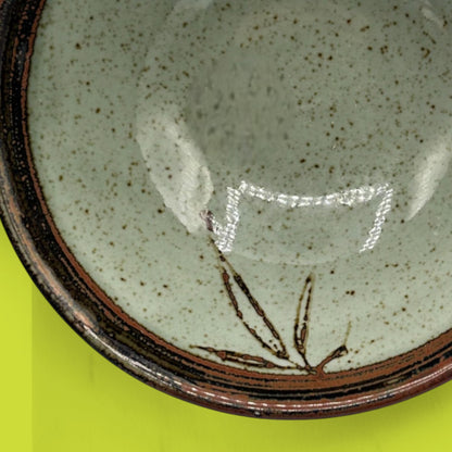Vintage Japanese Handmade Bowl with Brown Speckles Design