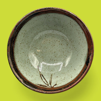 Vintage Japanese Handmade Bowl with Brown Speckles Design