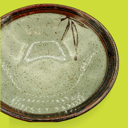 Vintage Japanese Handmade Bowl with Brown Speckles Design