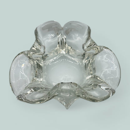Art Glass Vintage MCM Clear Glass Handmade Ashtray Unique Design