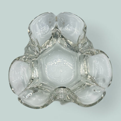 Art Glass Vintage MCM Clear Glass Handmade Ashtray Unique Design
