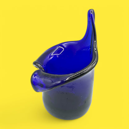 Cobalt Blue Handmade Glass Votive Candle Holder 1970's Polish