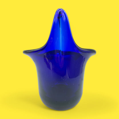 Cobalt Blue Handmade Glass Votive Candle Holder 1970's Polish