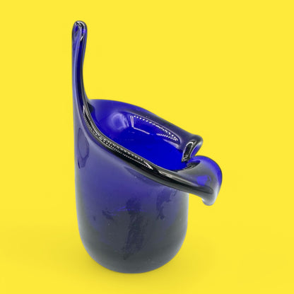 Cobalt Blue Handmade Glass Votive Candle Holder 1970's Polish