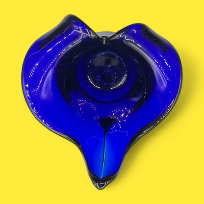 Cobalt Blue Handmade Glass Votive Candle Holder 1970's Polish