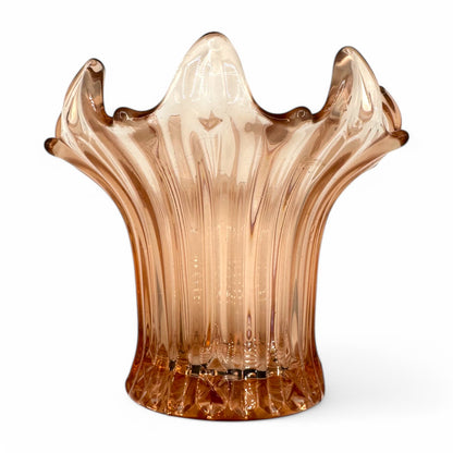 Art Deco Depression Glass Vase - Rose Coloured Lily Vase