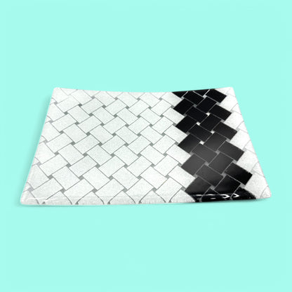 Maori Boy Fused Glass Rectangular Plate With Basket Weave 12" x 8"