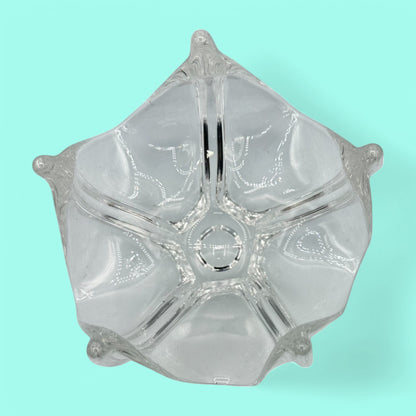 Bohemian Clear Glass Five Finger Dish/Bowl for Unique Display