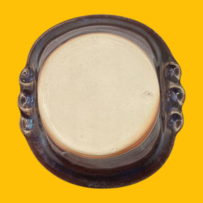 Handmade mid-century modern soap dish or ashtray, unique pottery piece from the 1960s, 5.5 inches wide.