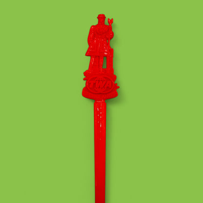 Vintage TWA Trans World Airlines, swizzlesticks, three pieces of in red and black, perfect for aviation collectors.