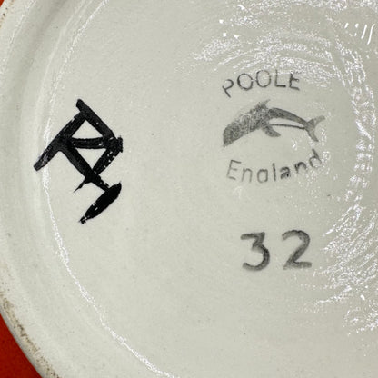 Poole pottery number 32 onion vase base featuring the Delphis ware stamp and Robert Jefferson's signature.